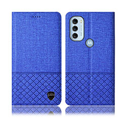 Cloth Case Stands Flip Cover H14P for Motorola Moto G71 5G Blue