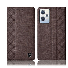 Cloth Case Stands Flip Cover H14P for OnePlus Nord CE 2 Lite 5G Brown