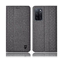 Cloth Case Stands Flip Cover H14P for Oppo A55S 5G Gray