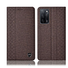 Cloth Case Stands Flip Cover H14P for Oppo A56 5G Brown