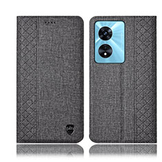 Cloth Case Stands Flip Cover H14P for Oppo A58 5G Gray