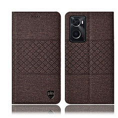 Cloth Case Stands Flip Cover H14P for Oppo A76 Brown