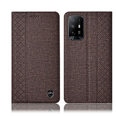 Cloth Case Stands Flip Cover H14P for Oppo F19 Pro+ Plus 5G Brown