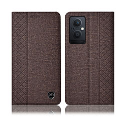 Cloth Case Stands Flip Cover H14P for Oppo F21s Pro 5G Brown