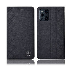 Cloth Case Stands Flip Cover H14P for Oppo Find X3 5G Black