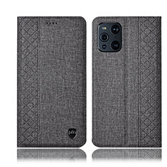 Cloth Case Stands Flip Cover H14P for Oppo Find X3 5G Gray