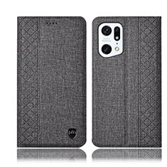 Cloth Case Stands Flip Cover H14P for Oppo Find X5 Pro 5G Gray