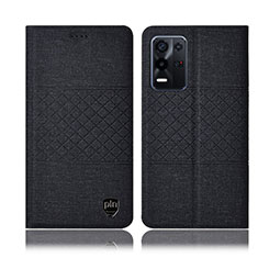 Cloth Case Stands Flip Cover H14P for Oppo K9X 5G Black