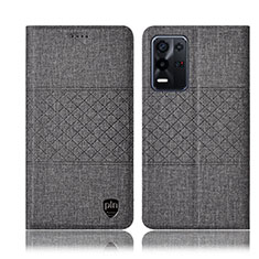Cloth Case Stands Flip Cover H14P for Oppo K9X 5G Gray
