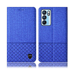 Cloth Case Stands Flip Cover H14P for Oppo Reno6 5G Blue