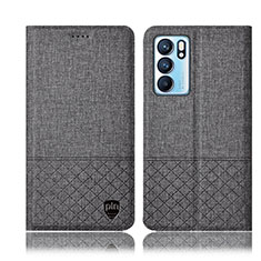 Cloth Case Stands Flip Cover H14P for Oppo Reno6 5G Gray