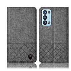 Cloth Case Stands Flip Cover H14P for Oppo Reno6 Pro 5G Gray