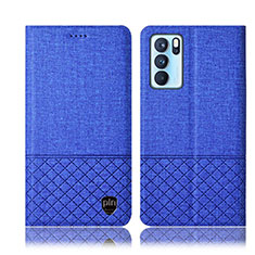 Cloth Case Stands Flip Cover H14P for Oppo Reno6 Pro 5G India Blue