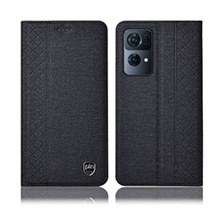 Cloth Case Stands Flip Cover H14P for Oppo Reno7 Pro 5G Black