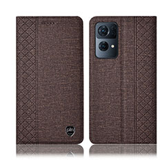 Cloth Case Stands Flip Cover H14P for Oppo Reno7 Pro 5G Brown