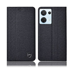 Cloth Case Stands Flip Cover H14P for Oppo Reno8 5G Black