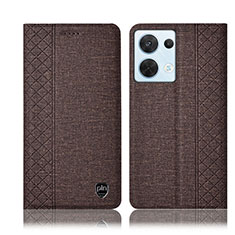Cloth Case Stands Flip Cover H14P for Oppo Reno8 5G Brown