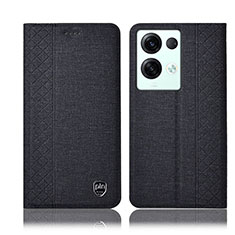 Cloth Case Stands Flip Cover H14P for Oppo Reno8 Pro 5G Black