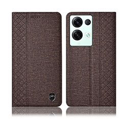 Cloth Case Stands Flip Cover H14P for Oppo Reno8 Pro 5G Brown