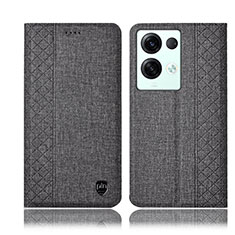 Cloth Case Stands Flip Cover H14P for Oppo Reno8 Pro 5G Gray