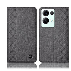 Cloth Case Stands Flip Cover H14P for Oppo Reno8 Pro+ Plus 5G Gray