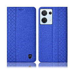 Cloth Case Stands Flip Cover H14P for Oppo Reno9 5G Blue