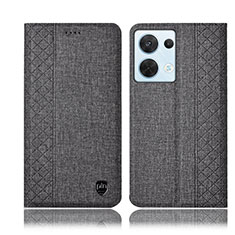 Cloth Case Stands Flip Cover H14P for Oppo Reno9 Pro 5G Gray