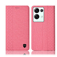 Cloth Case Stands Flip Cover H14P for Oppo Reno9 Pro+ Plus 5G Pink