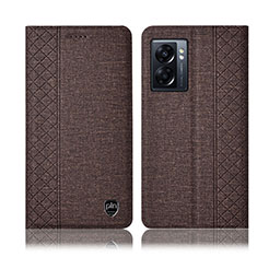 Cloth Case Stands Flip Cover H14P for Realme V23 5G Brown