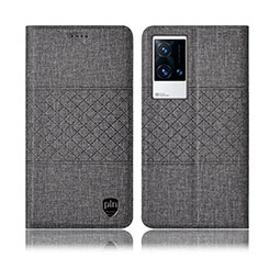 Cloth Case Stands Flip Cover H14P for Vivo iQOO 8 5G Gray