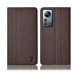 Cloth Case Stands Flip Cover H14P for Xiaomi Mi 12 5G Brown