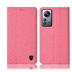 Cloth Case Stands Flip Cover H14P for Xiaomi Mi 12 Pro 5G Pink