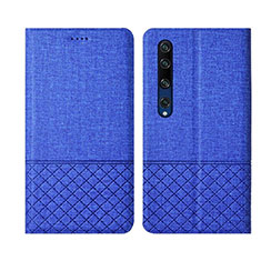 Cloth Case Stands Flip Cover L01 for Xiaomi Mi 10 Blue