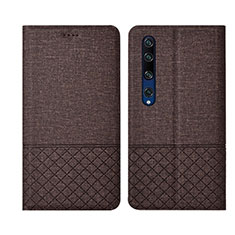 Cloth Case Stands Flip Cover L01 for Xiaomi Mi 10 Brown