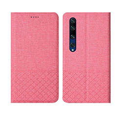 Cloth Case Stands Flip Cover L01 for Xiaomi Mi 10 Pink