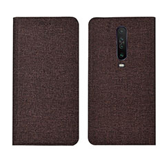 Cloth Case Stands Flip Cover L01 for Xiaomi Redmi K30 5G Brown
