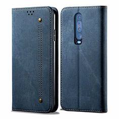 Cloth Case Stands Flip Cover L02 for Xiaomi Redmi K30 4G Blue