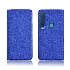 Cloth Case Stands Flip Holder Cover for Samsung Galaxy A9 (2018) A920 Blue