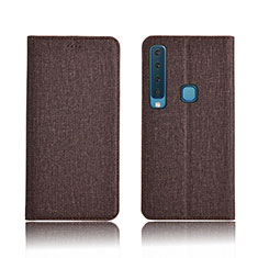 Cloth Case Stands Flip Holder Cover for Samsung Galaxy A9 (2018) A920 Brown