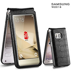 Crocodile Leather Case Flip Cover C03 for Samsung W(2016) Black