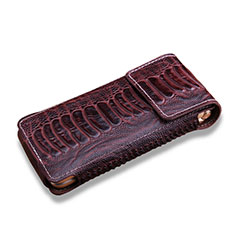 Crocodile Leather Case Flip Cover for Samsung W(2016) Brown
