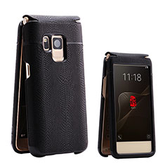 Crocodile Leather Case Flip Cover for Samsung W(2017) Black