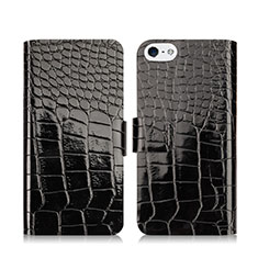 Crocodile Leather Stands Case for Apple iPhone 5 Black