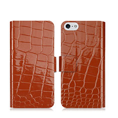 Crocodile Leather Stands Case for Apple iPhone 5 Brown