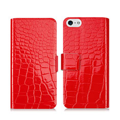 Crocodile Leather Stands Case for Apple iPhone 5S Red