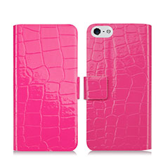 Crocodile Leather Stands Cover for Apple iPhone 5 Hot Pink