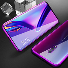 Custodia Lusso Alluminio Laterale Specchio 360 Gradi Cover M01 per Oppo Realme X Viola