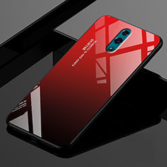 Custodia Silicone Specchio Laterale Sfumato Arcobaleno Cover per Oppo Realme X Rosso