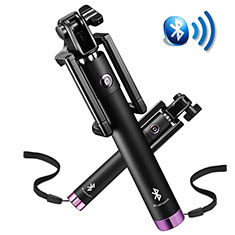 Extendable Folding Handheld Selfie Stick Tripod Bluetooth Remote Shutter Universal S14 for Oppo A32 Purple