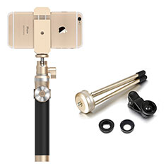 Extendable Folding Handheld Selfie Stick Tripod Bluetooth Remote Shutter Universal S16 for Oppo Reno7 5G Gold